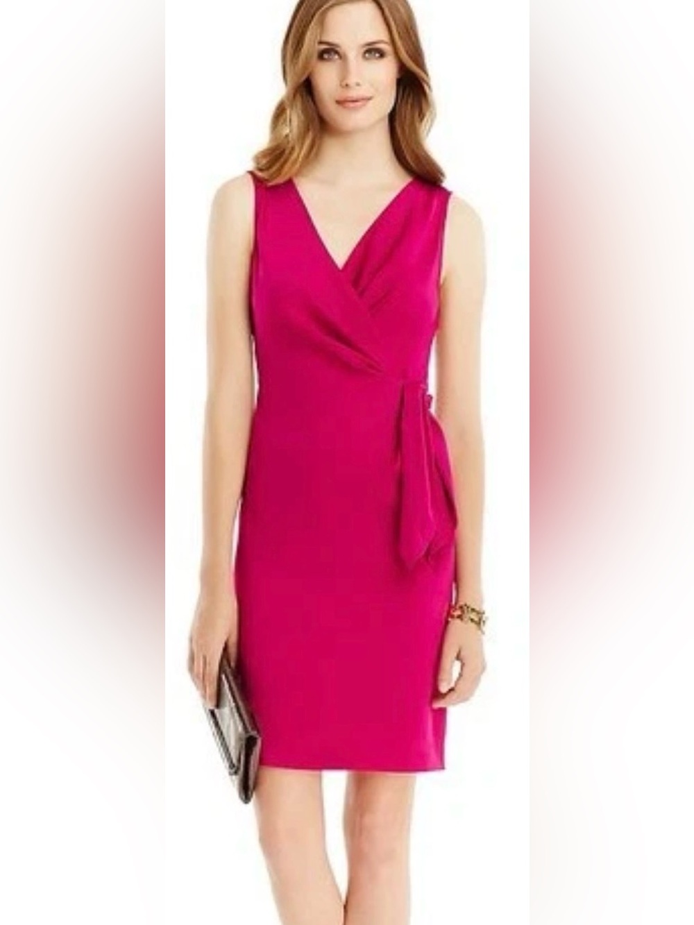 Diane Von Furstenberg Bella Silk Faux Wrap Dress Raspberry Hot Pink Sz 4 $428